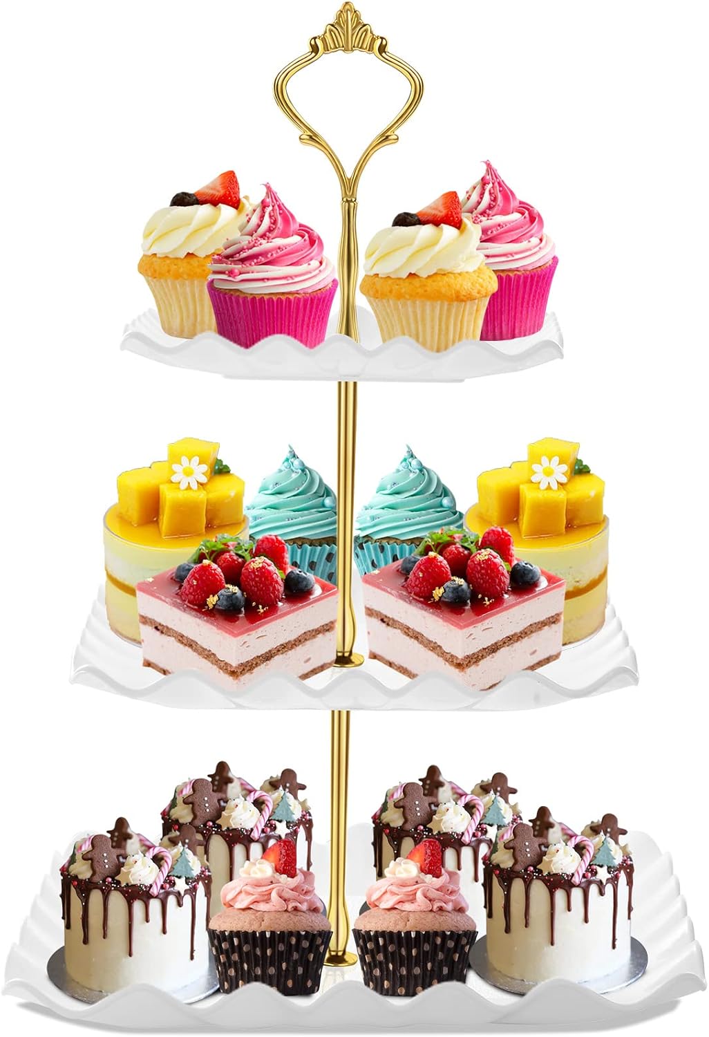 Dessert Cupcake Stand, 3 Tier Cup Cake Holder Tower for Tea Party/Birthday/Weedi...