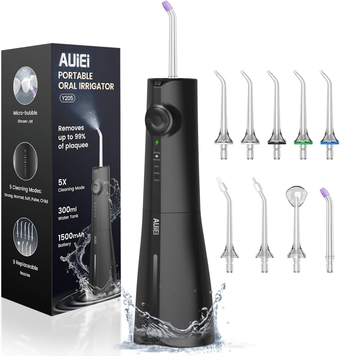 Water Flosser Teeth Pick: 9 Jet Tips Cordless Oral Irrigator with 300ML, 5 Modes...