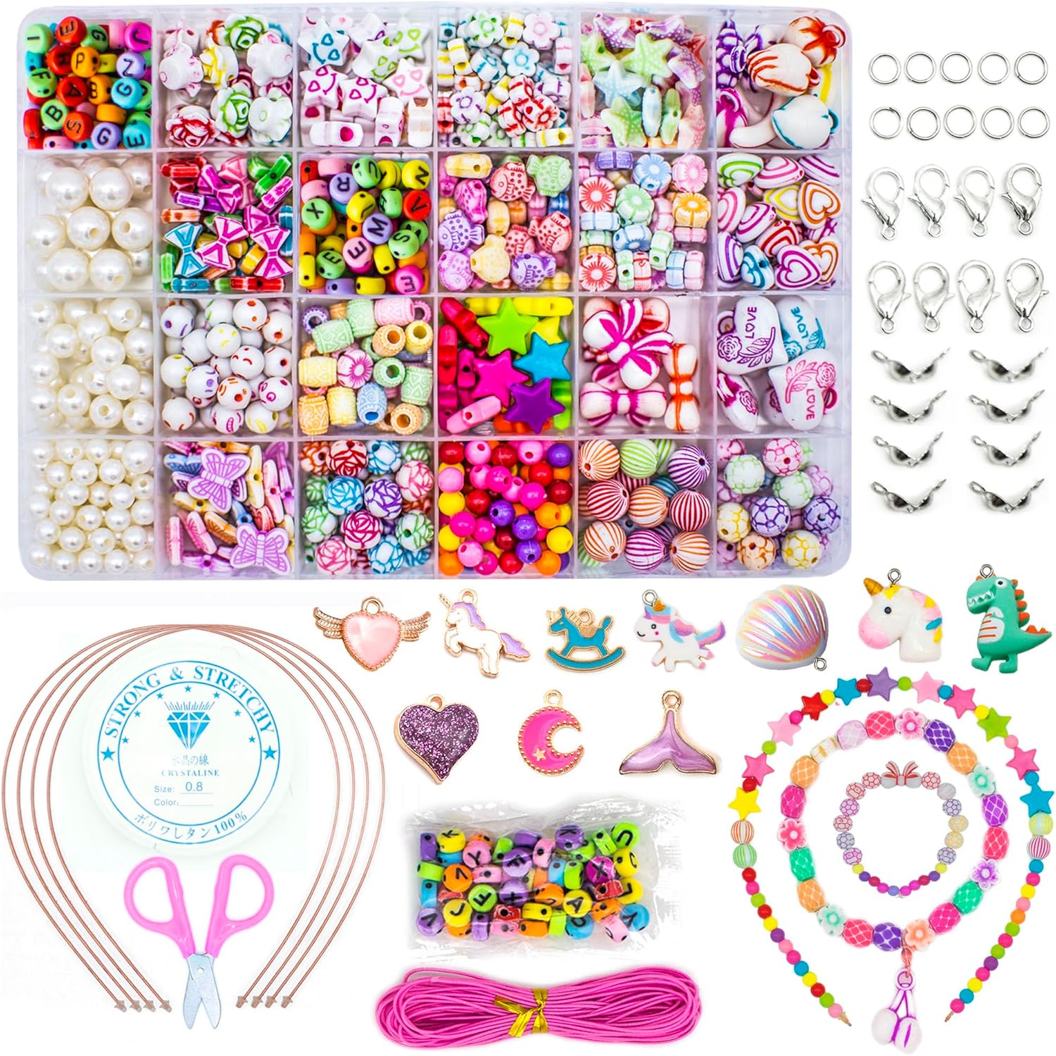 WONDERFORU Children DIY Beads for Jewellery Bracelet Necklaces String Making Kit...