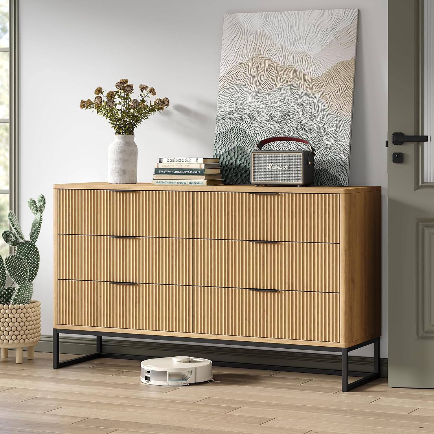Furniouse 6 Drawer Double Dresser 54''W Modern Dresser Wood Storage Dressers & C...