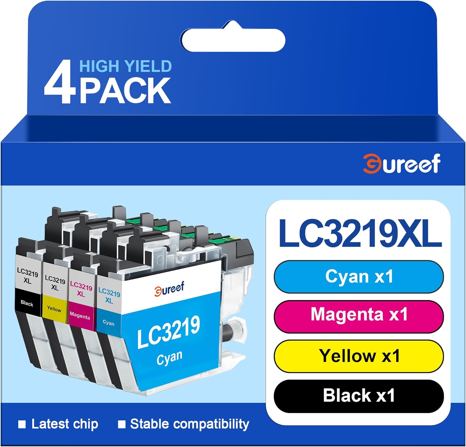 Gureef LC3219XL Ink Cartridges for Brother LC3217 Ink Cartridges Multipack for B...