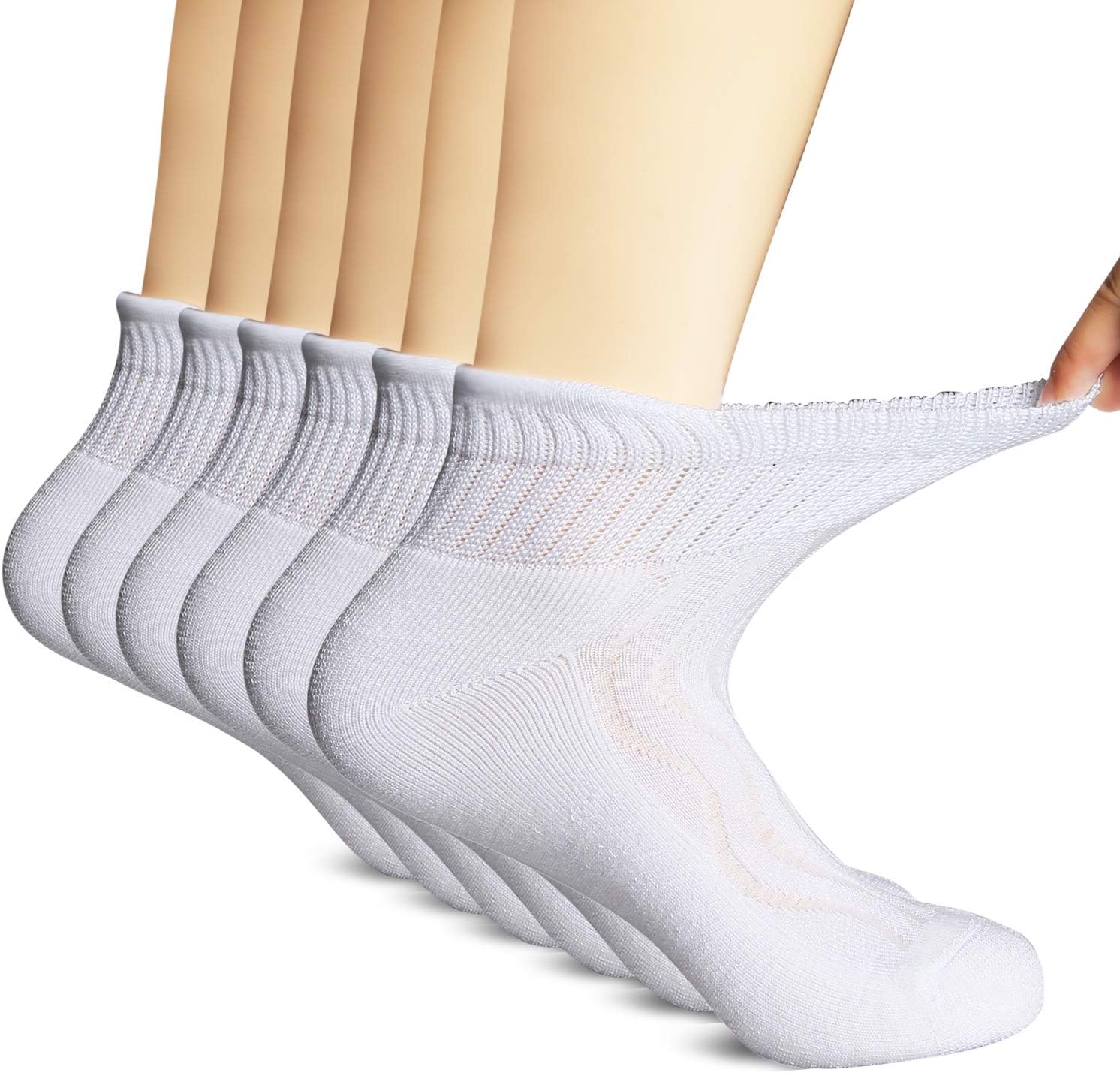 +MD Diabetic Socks for Men Women 6 Pairs,Non-Binding Top Extra Wide Ankle/Crew S...