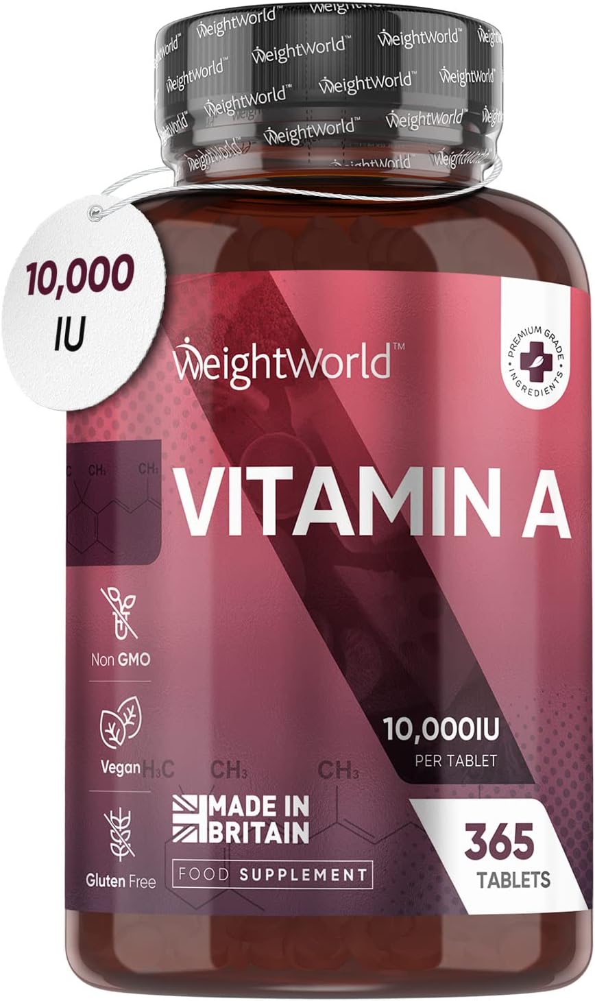 Vitamin A 10,000IU - 365 Vegan Tablets (1 Year Supply) - 3000μg VIT A Retinol Su...