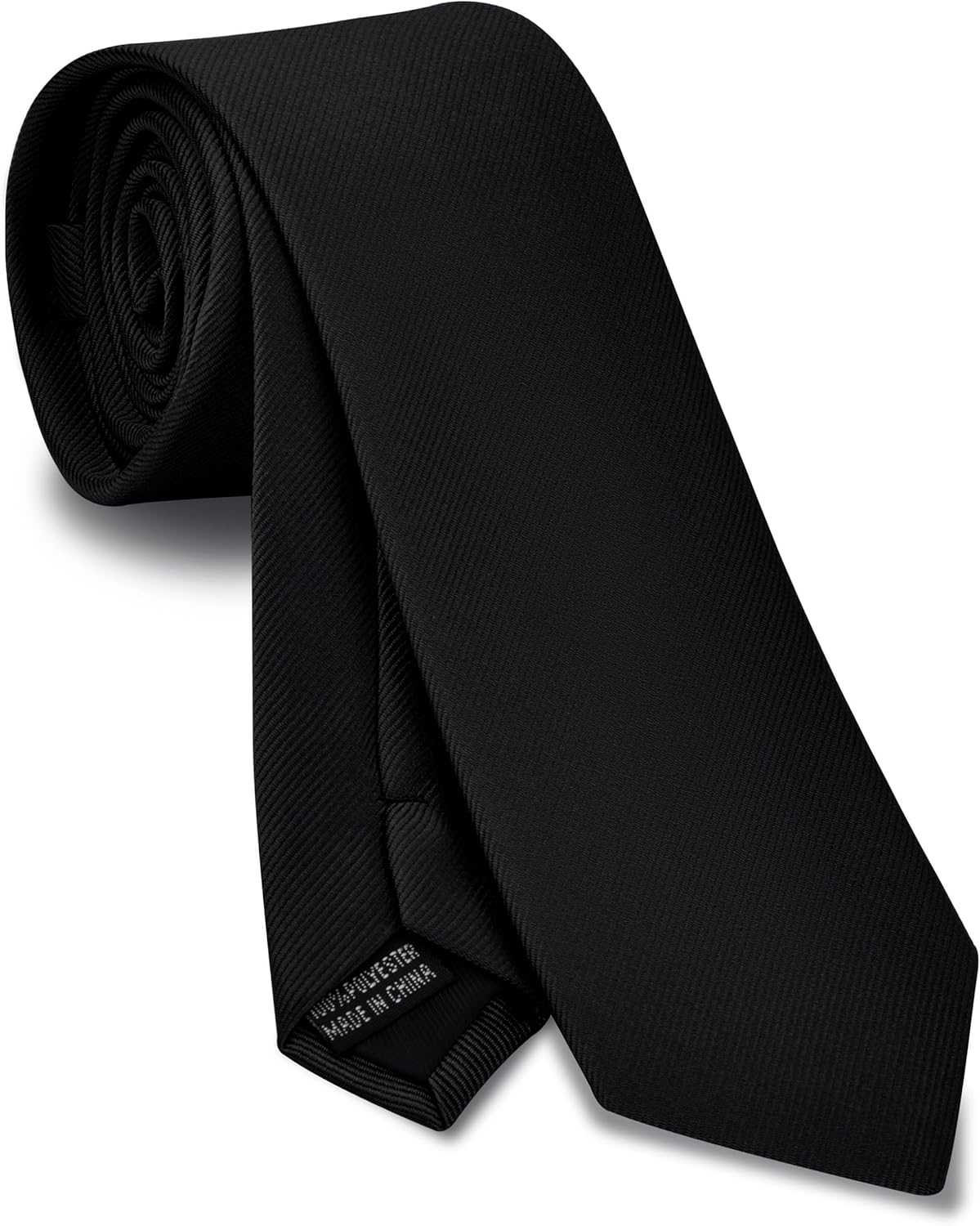 Branduce 2.4"（6cm） Solid Pure Color Skinny Tie Plain Slim Necktie for Men Blac...