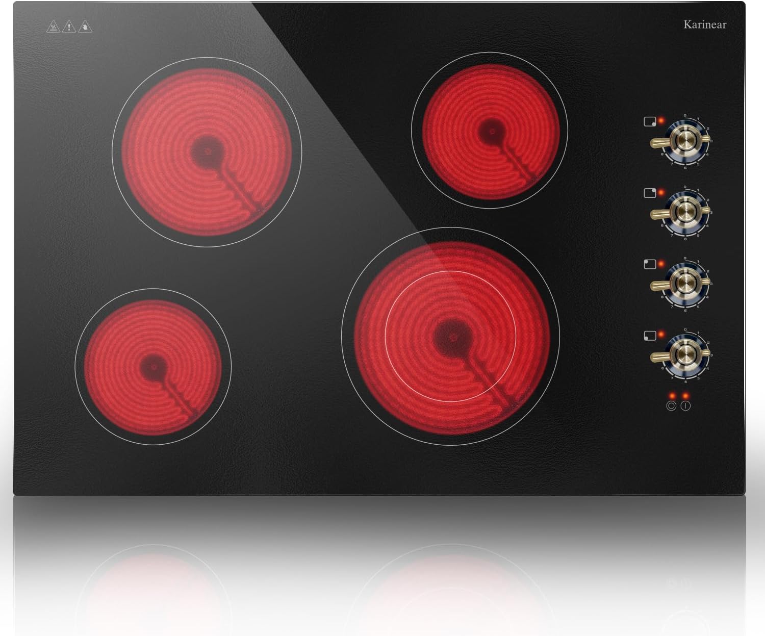 Karinear Electric Cooktop 30 Inch, 4 Burners Electric Stove Top, 30" Knob Contro...