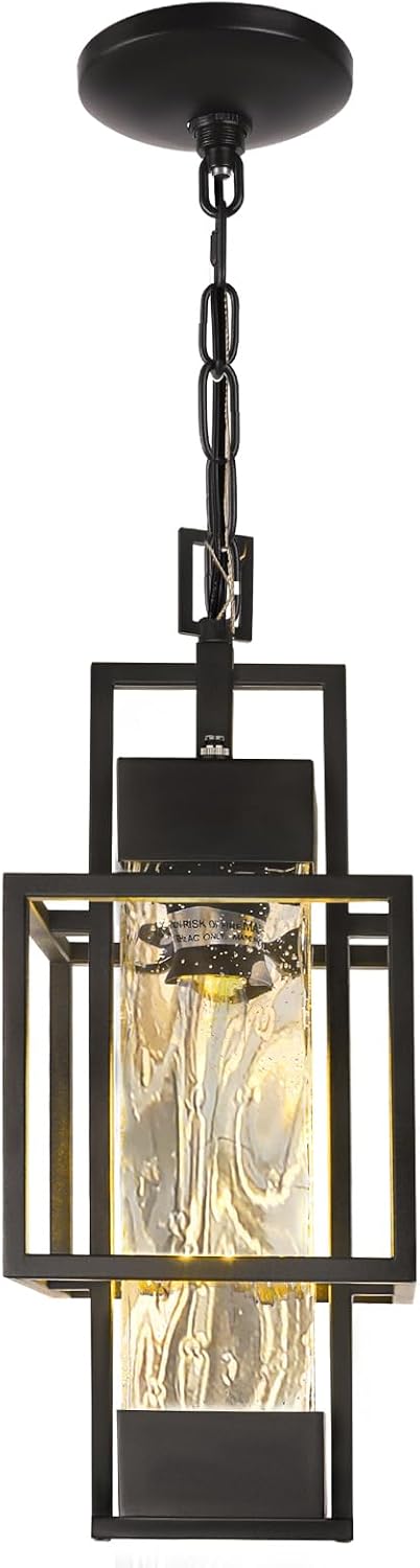 PARTPHONER 15" Dusk to Dawn Outdoor Pendant Light Exterior Hanging Lantern, Mode...