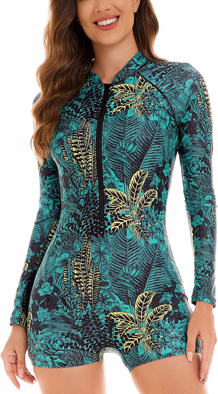 NESY Womens Rash Guard Swimsuit Boyleg Long Sleeve One Piece Bathing Suit UPF 50...