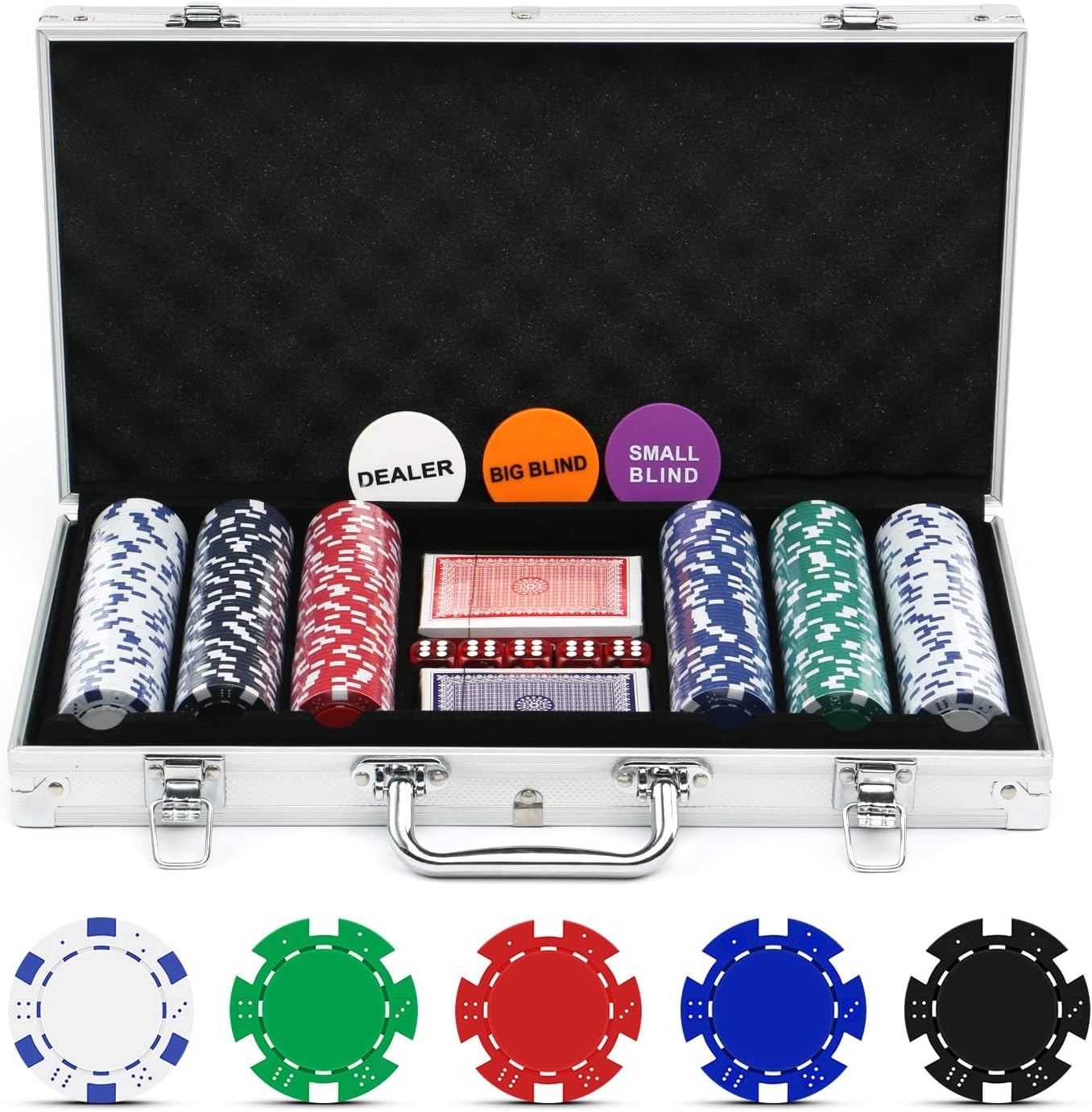 NOLIE Casino Poker Chip Set 200 300 PCS with Aluminum Case for Gambling(11.5 Gra...