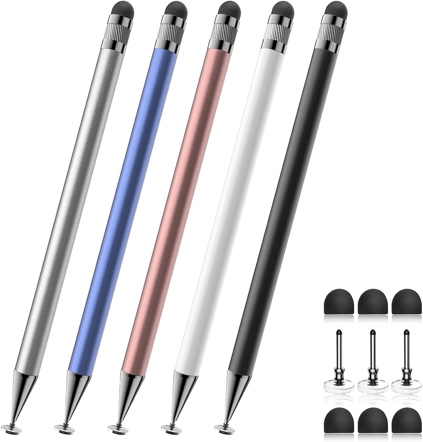 Stylus (5 Pcs), 2-in-1 Stylus Pen for Touch Screen, High Precision and Sensitivi...