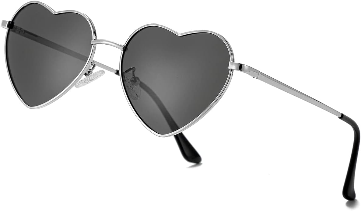 JOVAKIT Polarized Heart Sunglasses for Women Fashion Lovely Style Metal Frame UV...