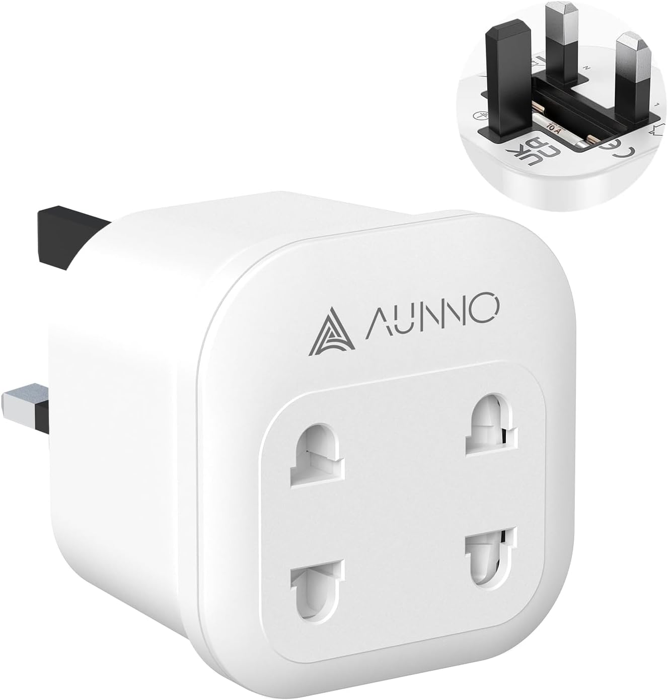 AUNNO Double Shaver Plug Adaptor UK, 2500W 2 Way Plug Adapter for Bathroom Elect...