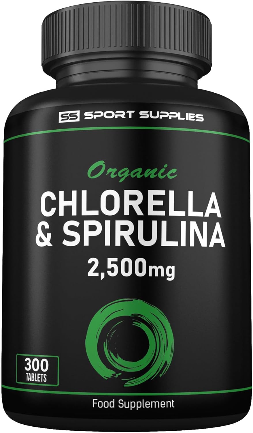 Organic Chlorella and Spirulina - 2500mg - 300 Tablets - Broken Cell Wall - Pure...