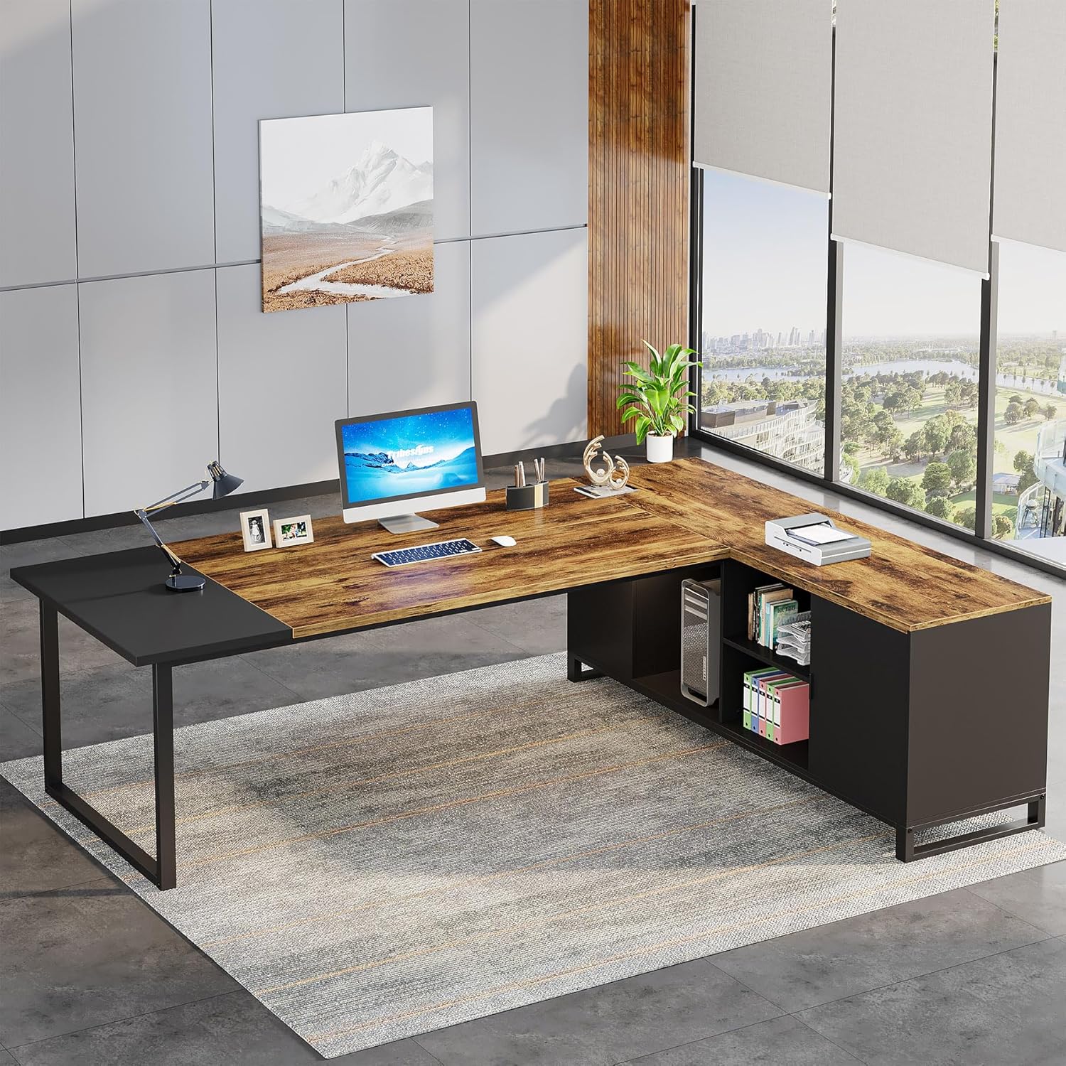 Tribesigns 70.8" Executive Desk with 55" File Cabinet, Modern L Shaped Computer...