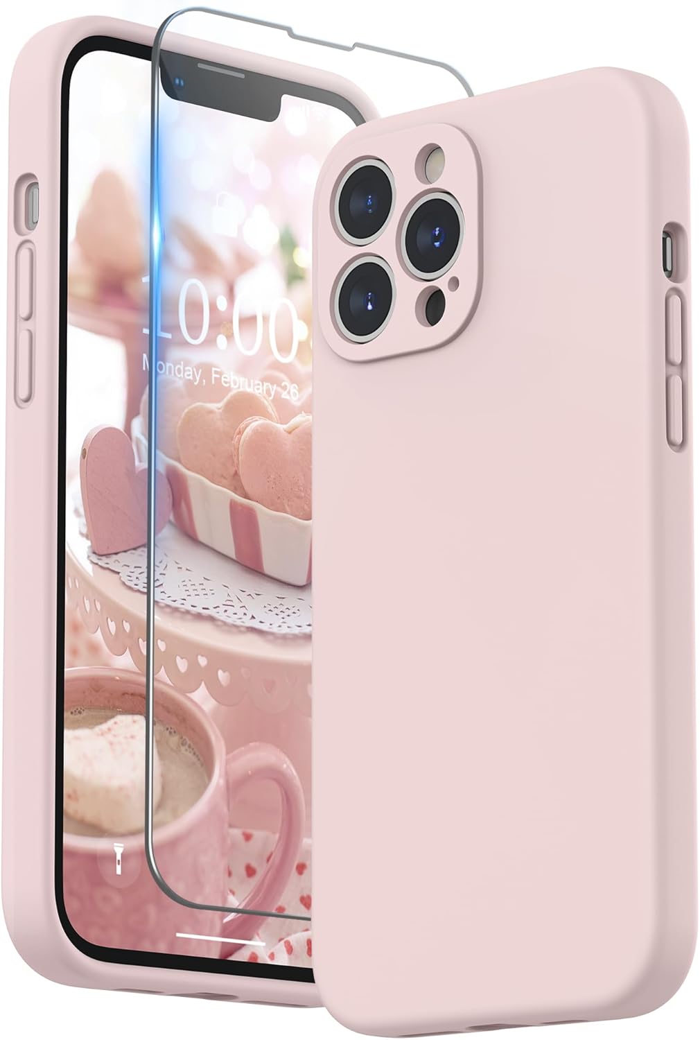 SURPHY Compatible with iPhone 13 Pro Max Case with Screen Protector, Liquid Sili...
