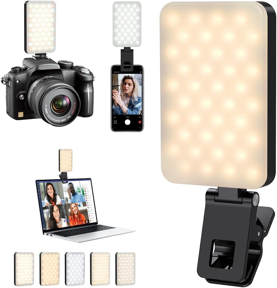 Selfie Light for iPhone,Portable Phone Clip on Light,Rechargeable LED Ring Light...