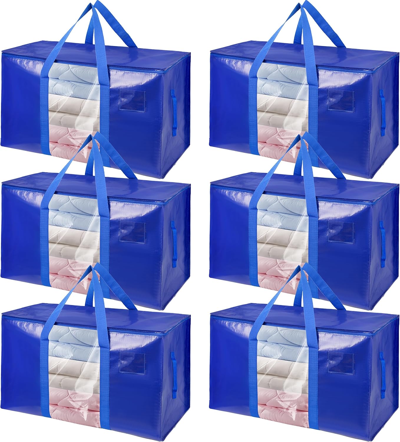 6 Pack Moving Bags Heavy Duty Storage Bags With Zippers And Strong Handles Packi...