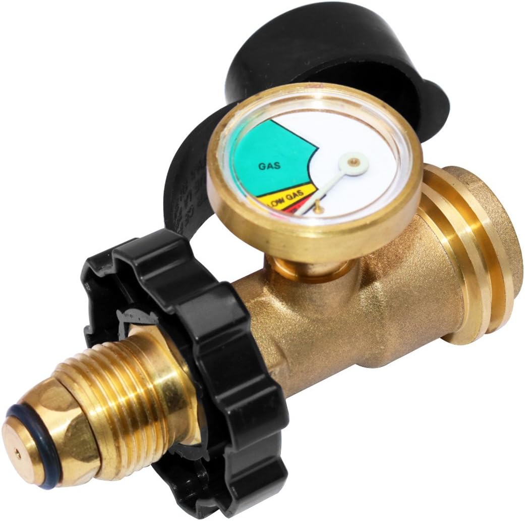 DOZYANT Universal Fit POL Propane Tank Adapter with Gauge - Converts POL LP Tank...