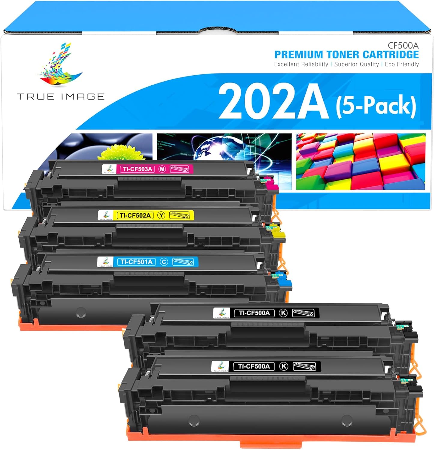TRUE IMAGE Compatible Toner Cartridge Replacement for HP 202A CF500A 202X Color...