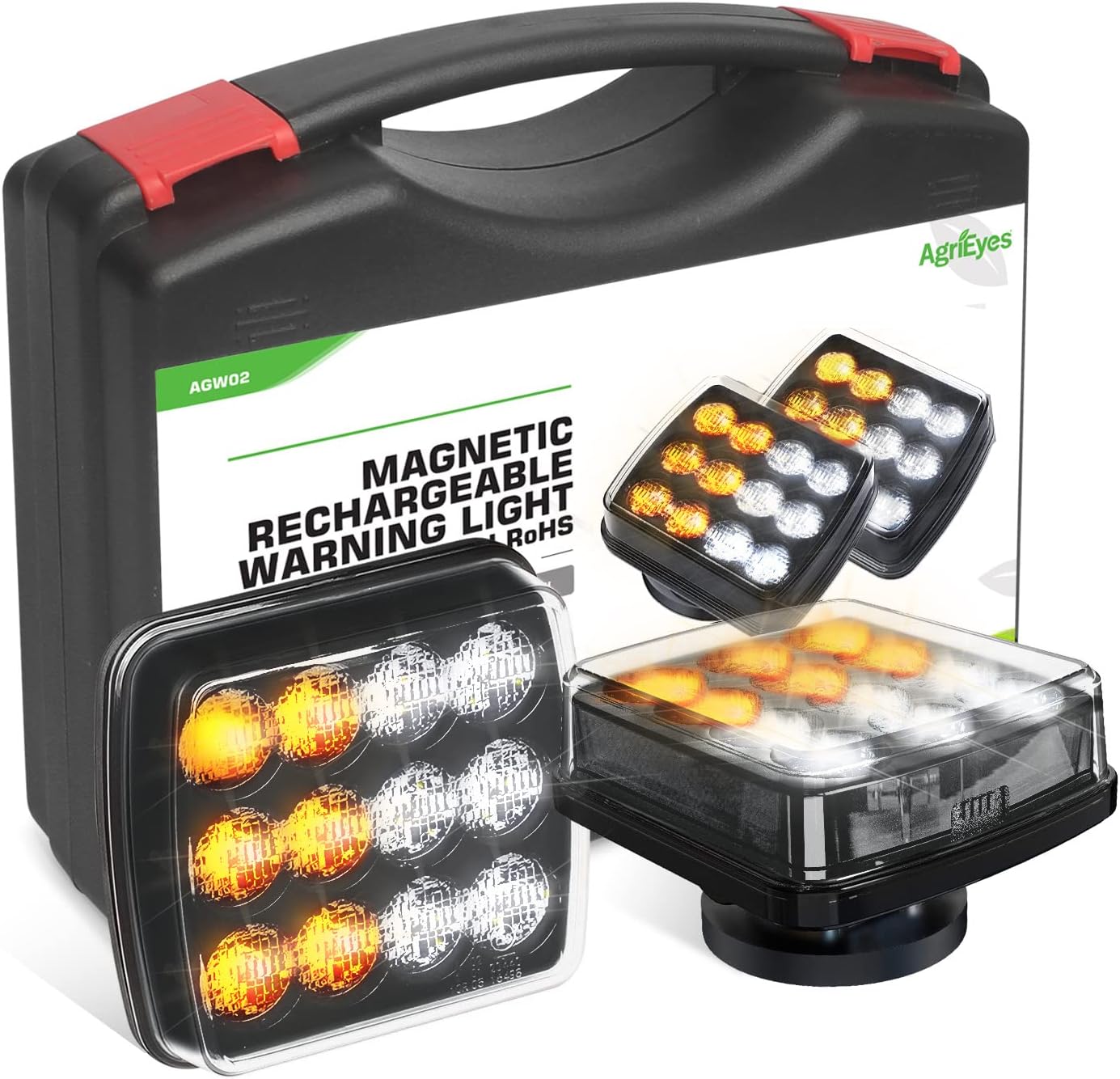 Agrieyes 8 Modes Magnetic Strobe Lights for Vehicles Rechargeable, Wireless Flas...