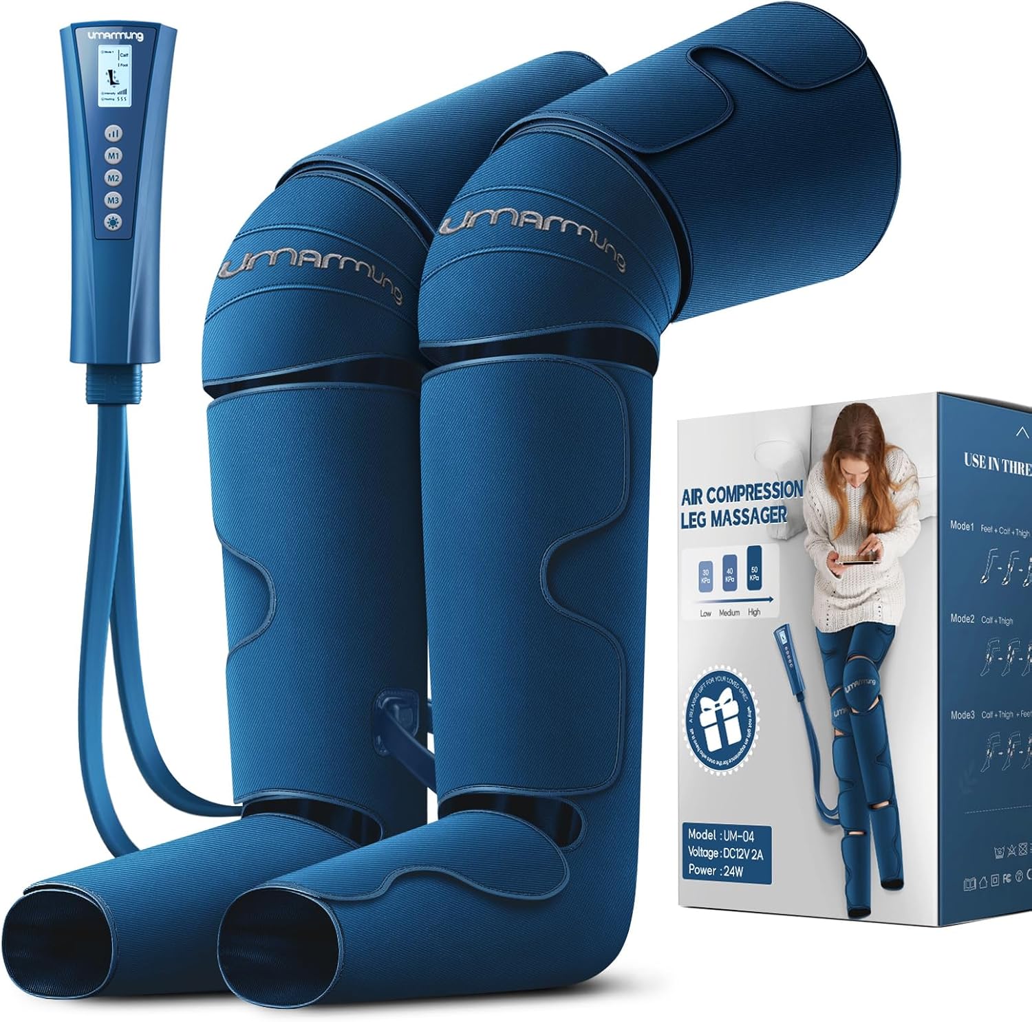 Air Compression Leg Massager with Heat - Ideal Christmas, Mother's Day and Fathe...
