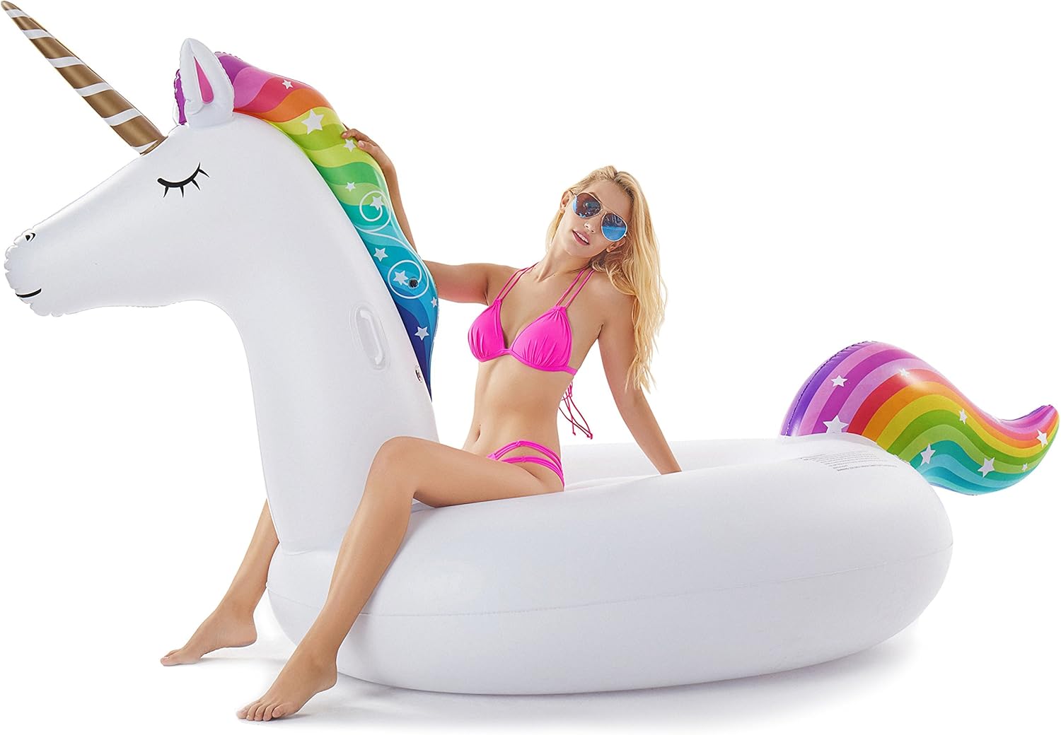 Jasonwell Giant Inflatable Unicorn Pool Float Floatie Ride On with Fast Valves L...