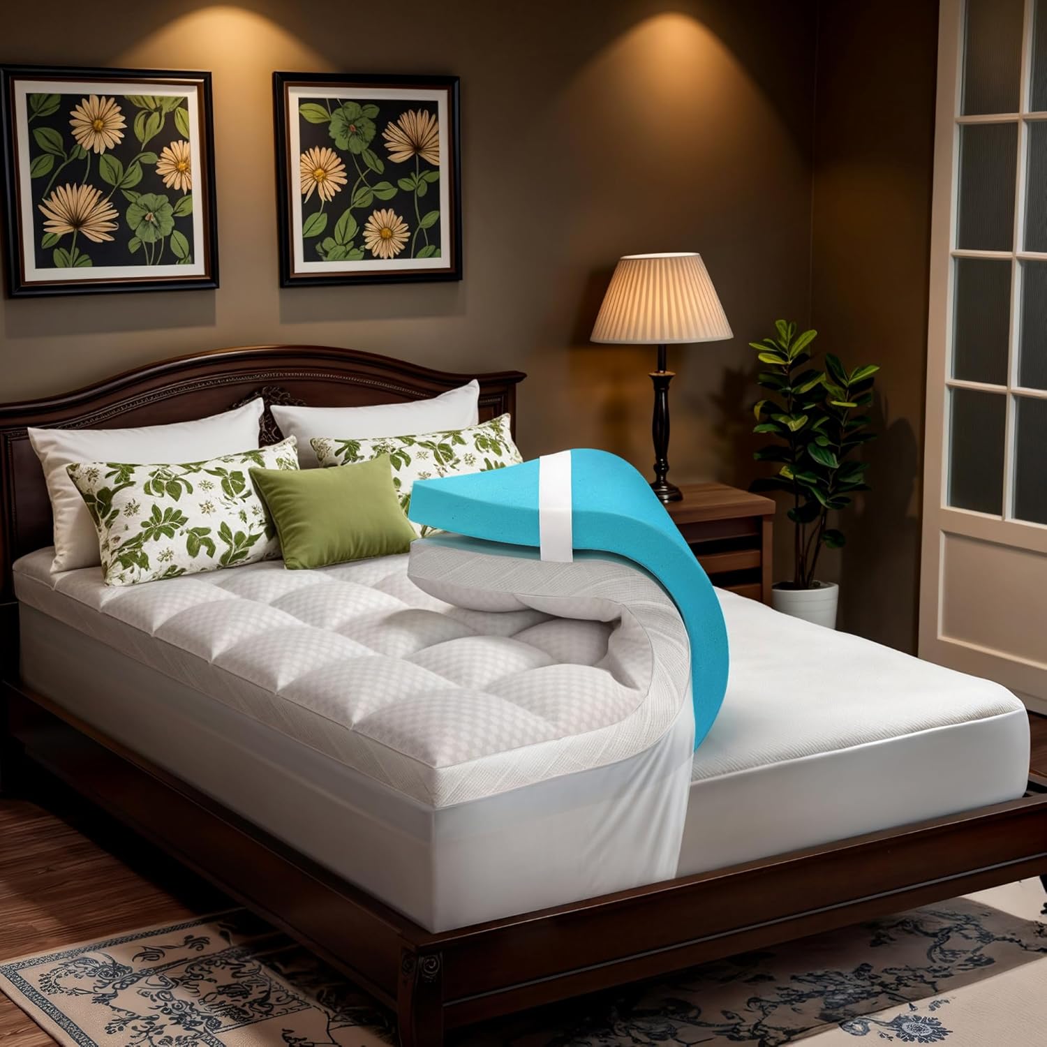 Dual Layer Memory Foam Mattress Topper for Pain Relief with 2X Support, 2" Fluff...