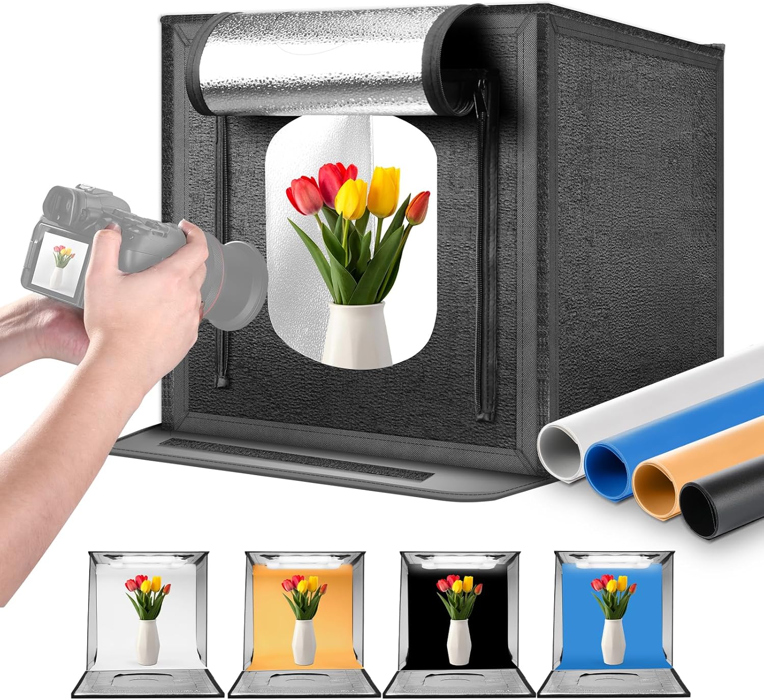 NEEWER 50W Upgraded Photo Studio Light Box, 24"x24" Portable Folding Photography...