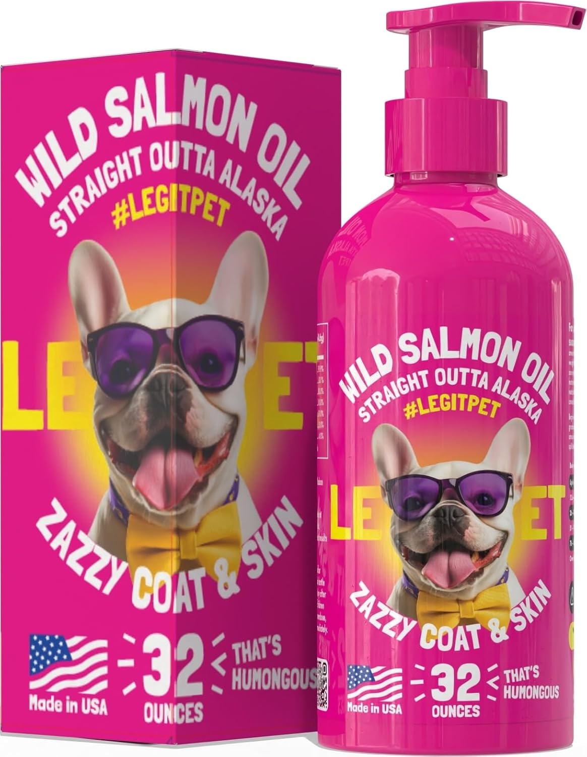 Wild Alaskan Salmon Oil for Dogs & Cats - Pure Fish Omega 3 6 9 Liquid EPA DHA F...