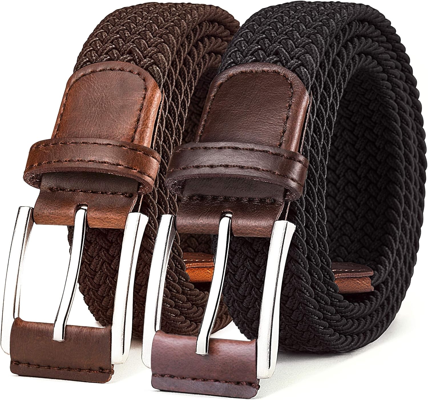BULLIANT Belt for Men 2Pack,Mens Gift Stretch Brai...