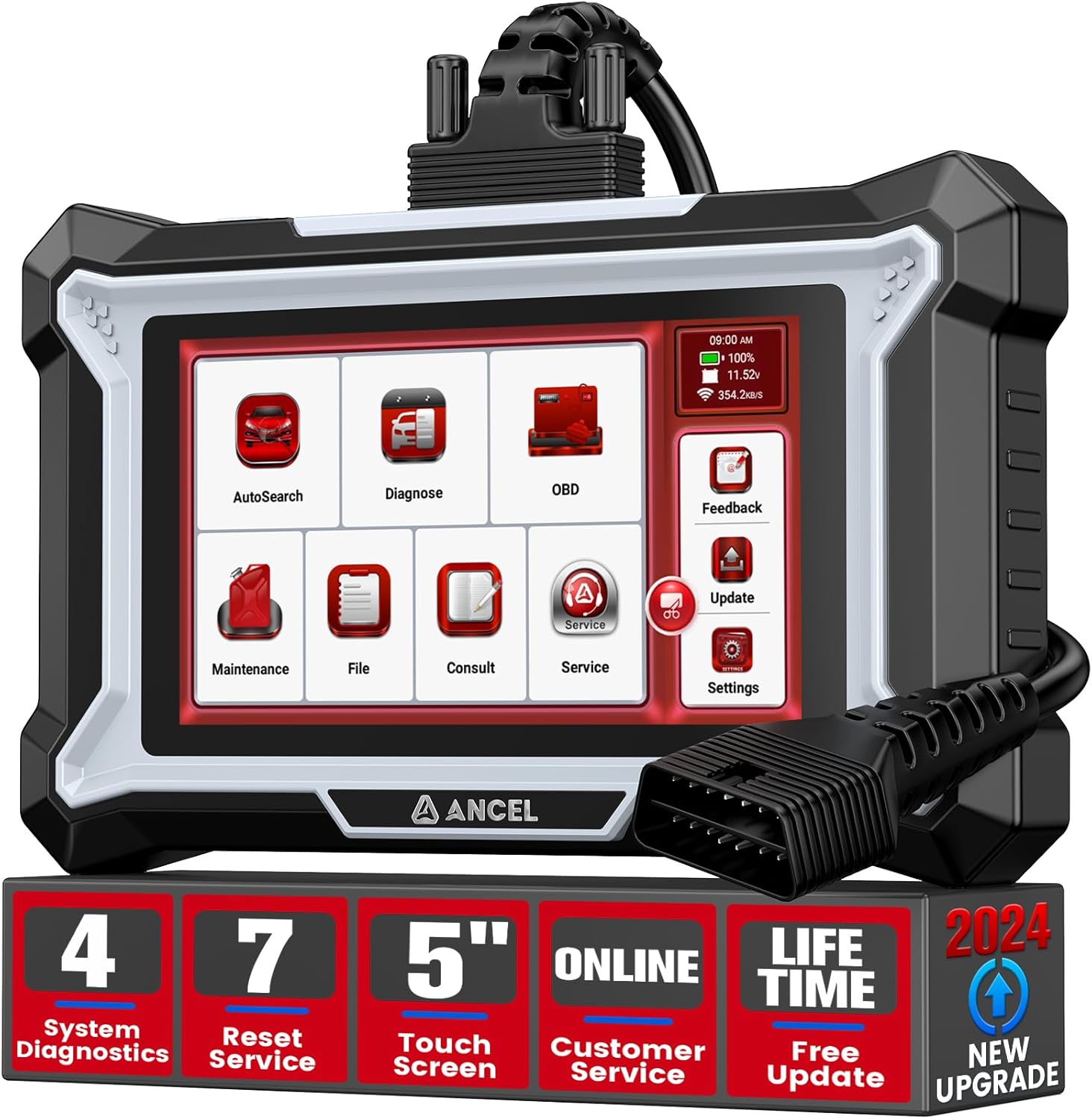 ANCEL DS100 OBD2 Scanner - ABS, SRS, Transmission & Check Engine Code Reader wit...