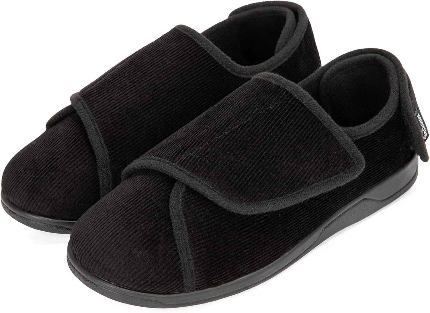 HomeTop Men's Corduroy Slippers Comfy Adjustable Hook and Loop Memory Foam Wide...