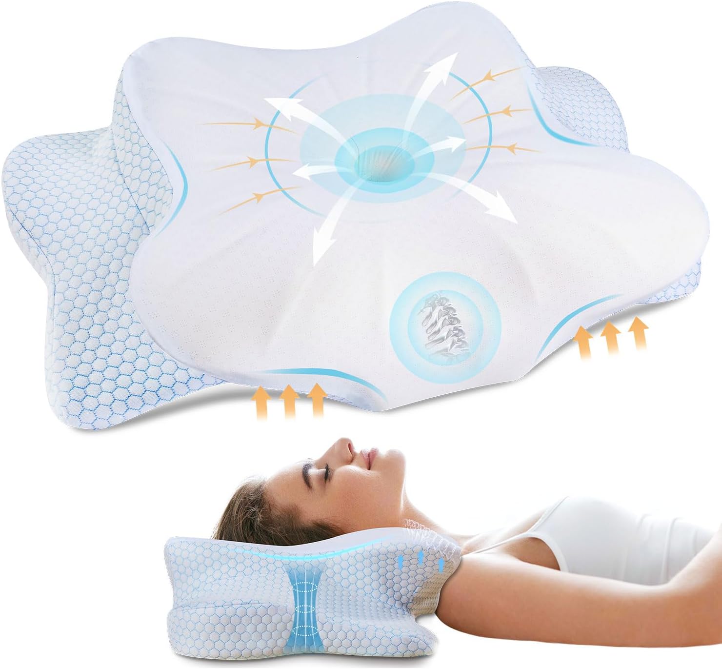 Cervical Memory Foam Pillow for Neck and Shoulder, Ergonomic Contour Cervical Pi...