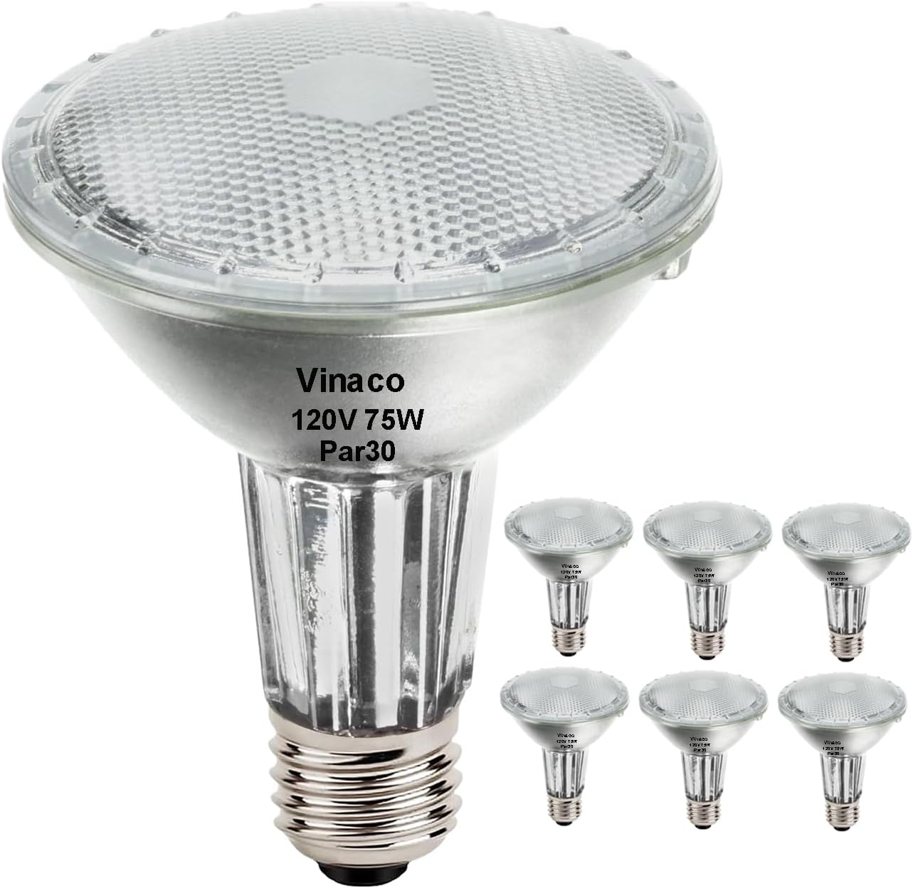 Vinaco PAR30 Long Neck 75W, 6 Pack Long Lasting PAR30 Halogen Flood Light Warm W...