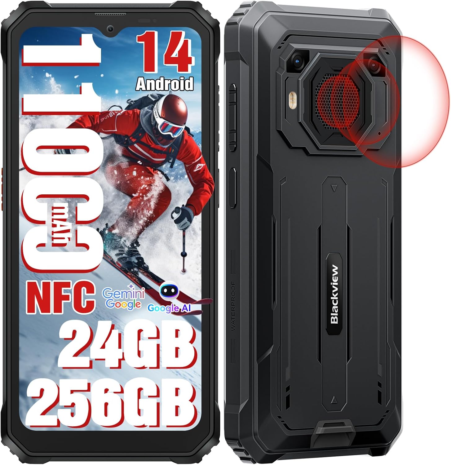 Blackview BV6200 PIus Rugged Smartphone (11000mAh), 24GB+256GB/2TB, 18W Fast Cha...