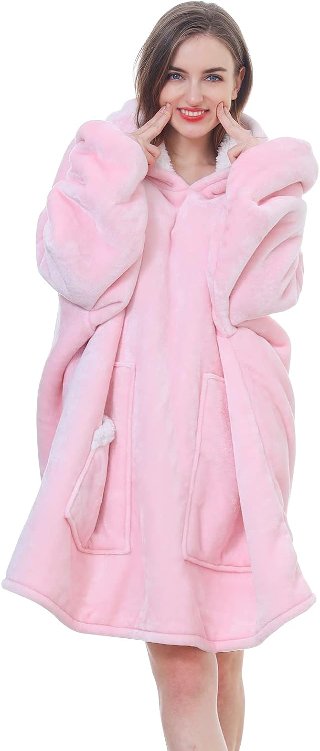 Kipswiza Oversized Wearable Blanket Sherpa Fleece Thick Warm Hoodie Blanket Gian...