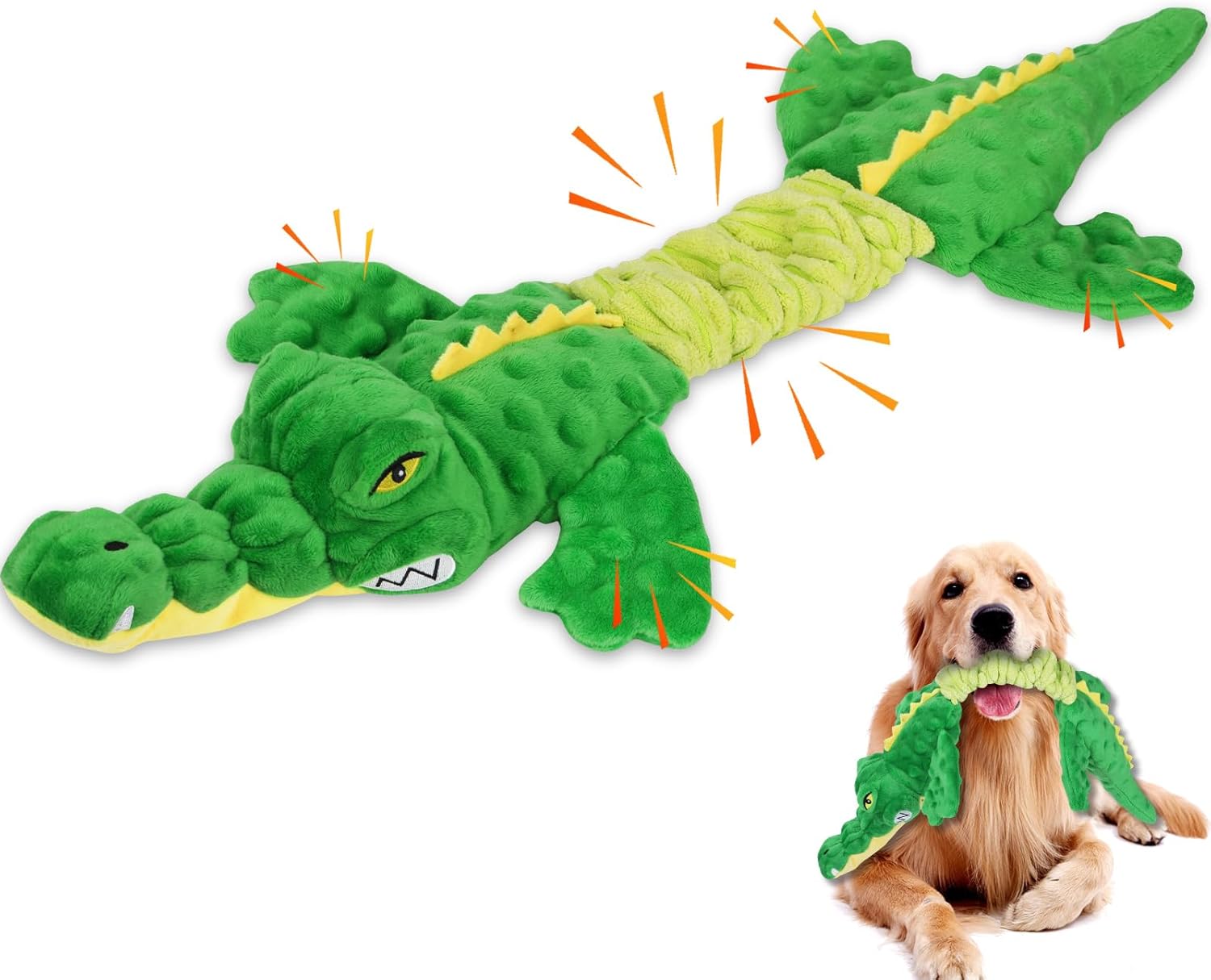 Large Squeaky Dog Toys, Interactive Puppy Toys with Crinkle Paper, Pull Tug of W...