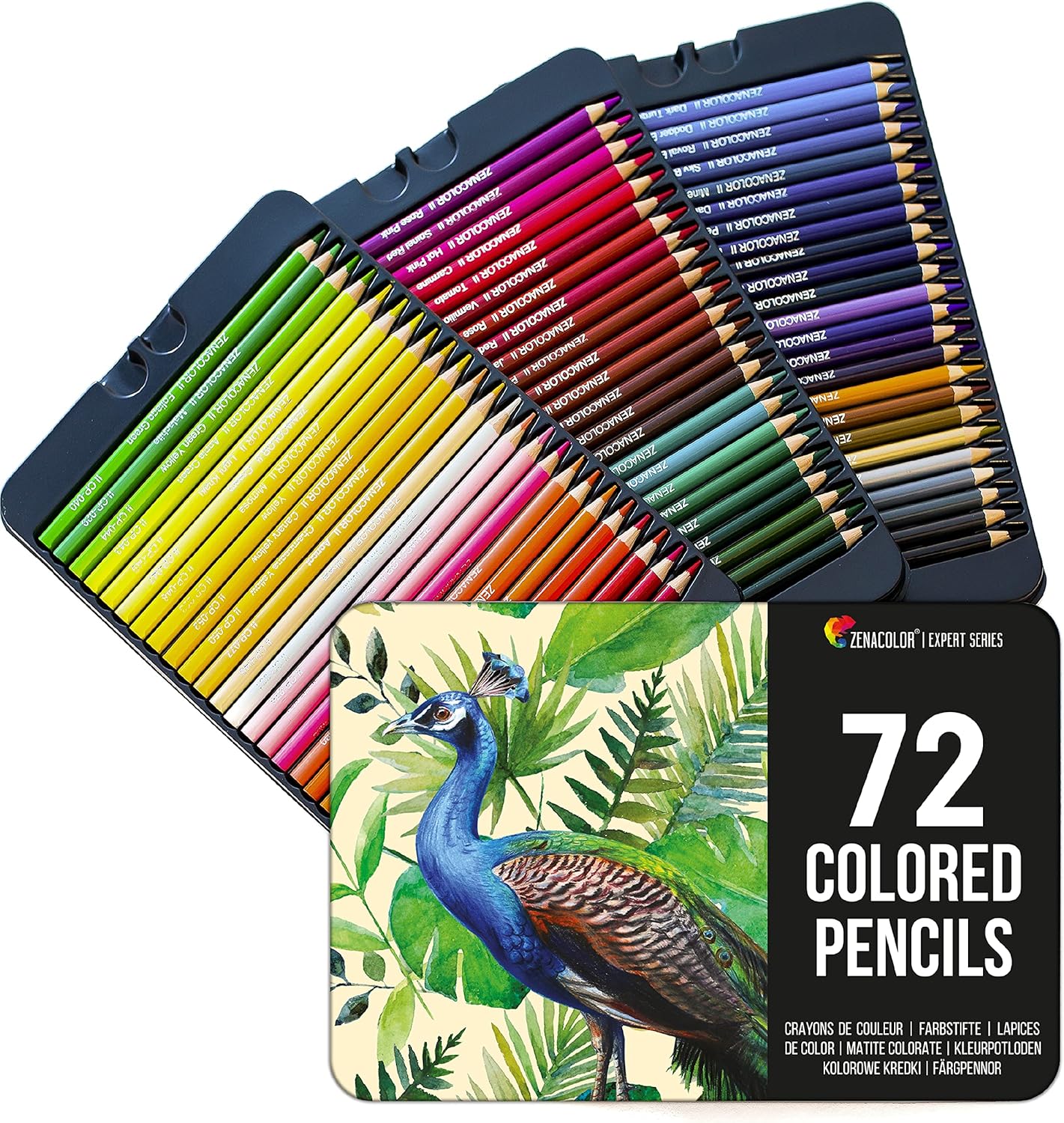 Zenacolor 72 Colouring Pencils with Metal Box 72 Unique Coloured Pencils and Pre...