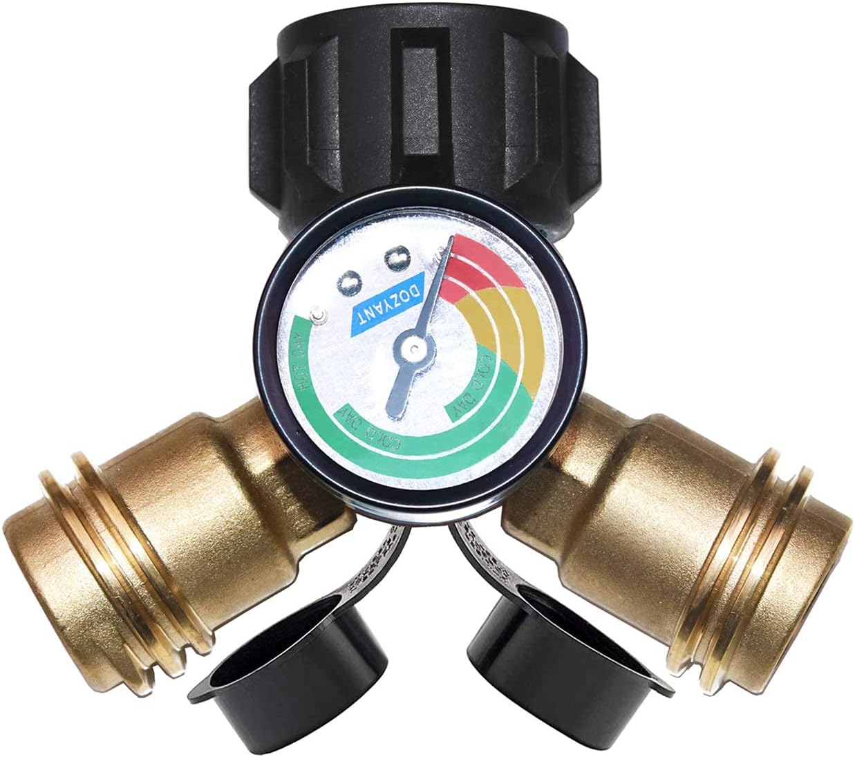 DOZYANT Propane Tank Y Splitter Adapter Gauge, Propane 2 Way LP Gas Adapter Tee...