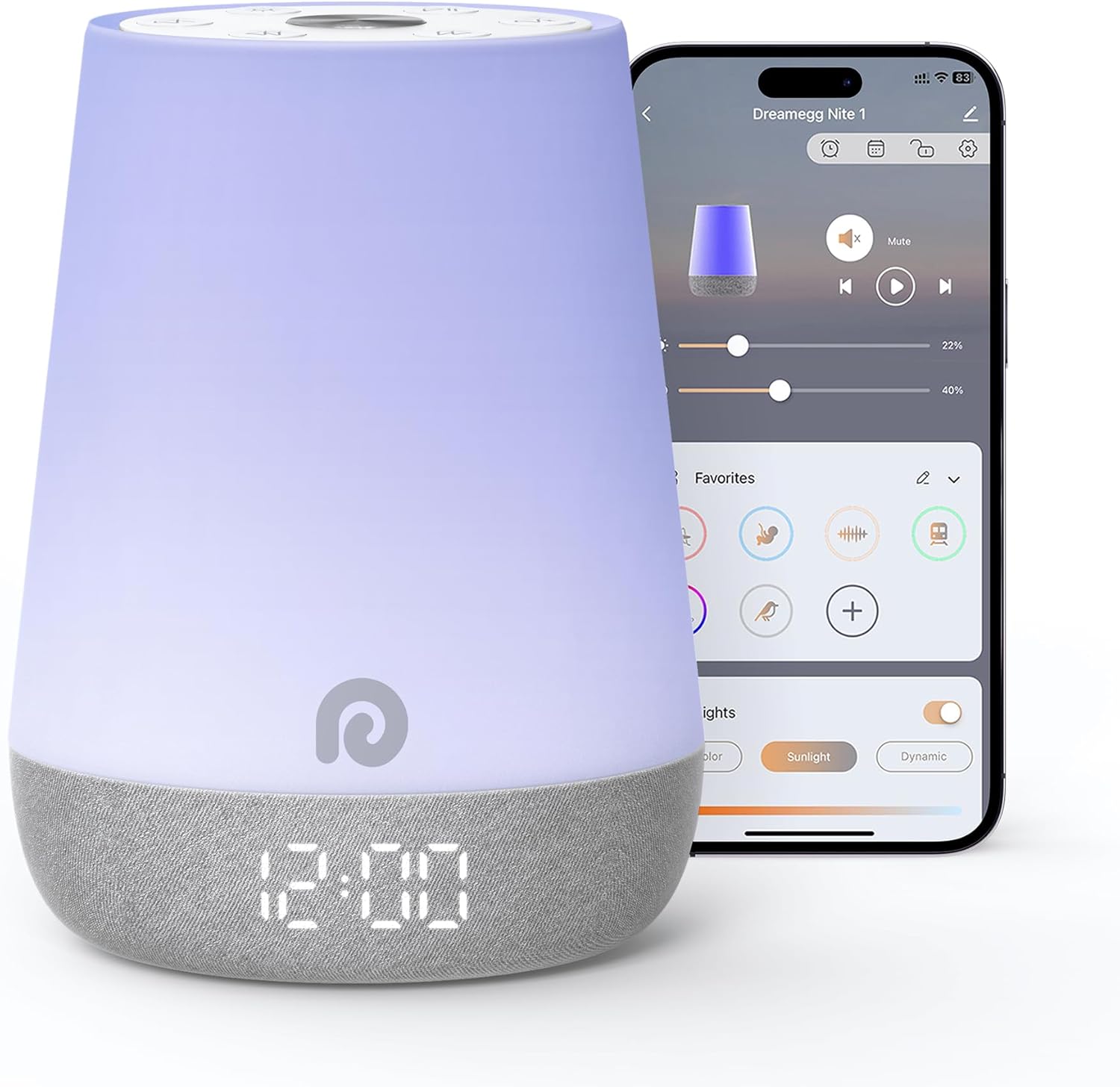 Dreamegg Sleep Trainer Clock for Kids - White Noise Machine with 34 Soothing Sou...