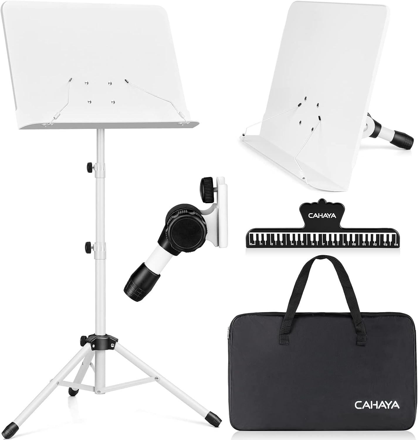 CAHAYA Sheet Music Stand & Tabletop Music Stand Solid Back with Carrying Bag for...
