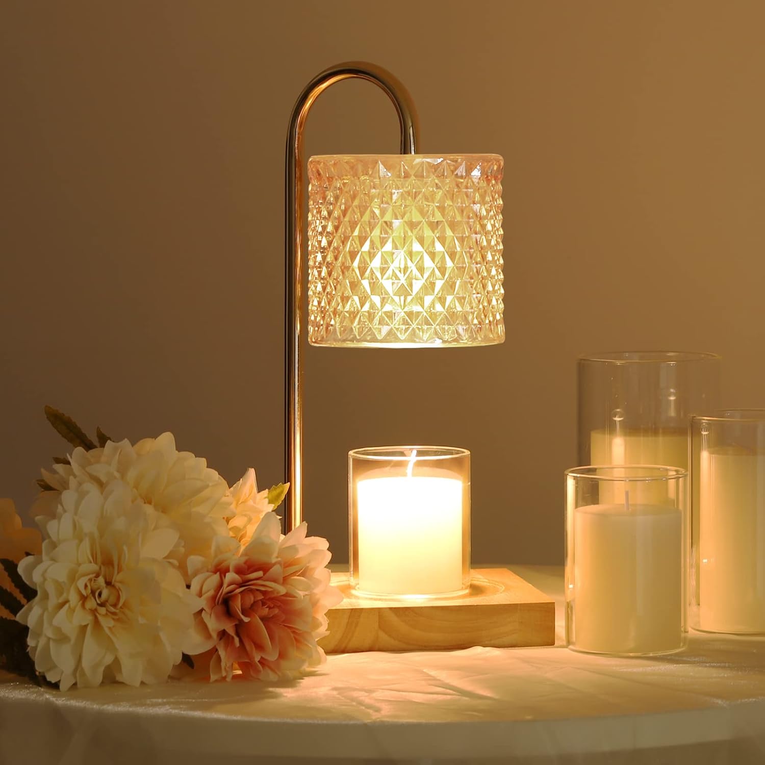 Candle Warmer Lamp, Candle Lamp Wax Warmer Heating, Timer & Dimmer 7-Levels, Fit...