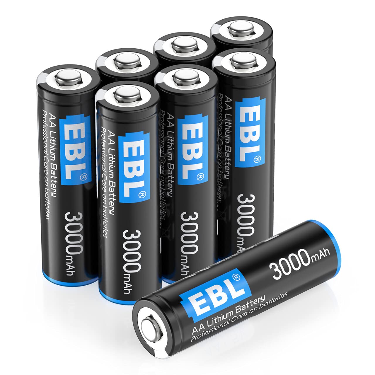 EBL 8 Pack 3000mAh 1.5V Lithium AA Batteries - High Performance Non-Rechargeable...
