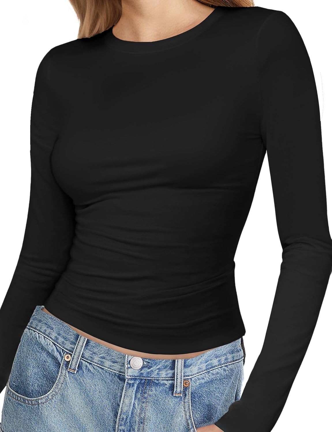 YOGINGO Womens Crew Neck Basic Long Sleeve T Shirt Slim Fit Tees 2025 Fall Y2k G...