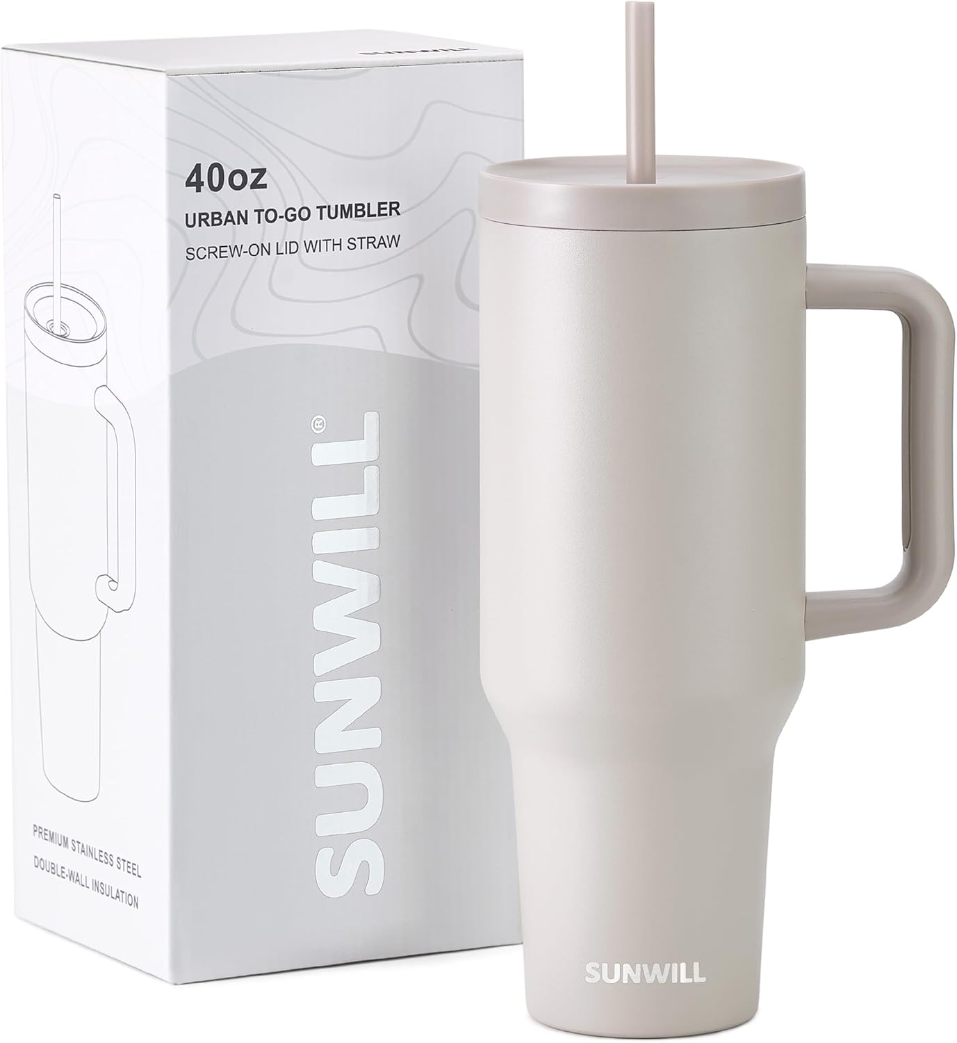 SUNWILL Travel Coffee Tumbler with Lid and Straw, 40 oz Tumbler with Handle, Tum...