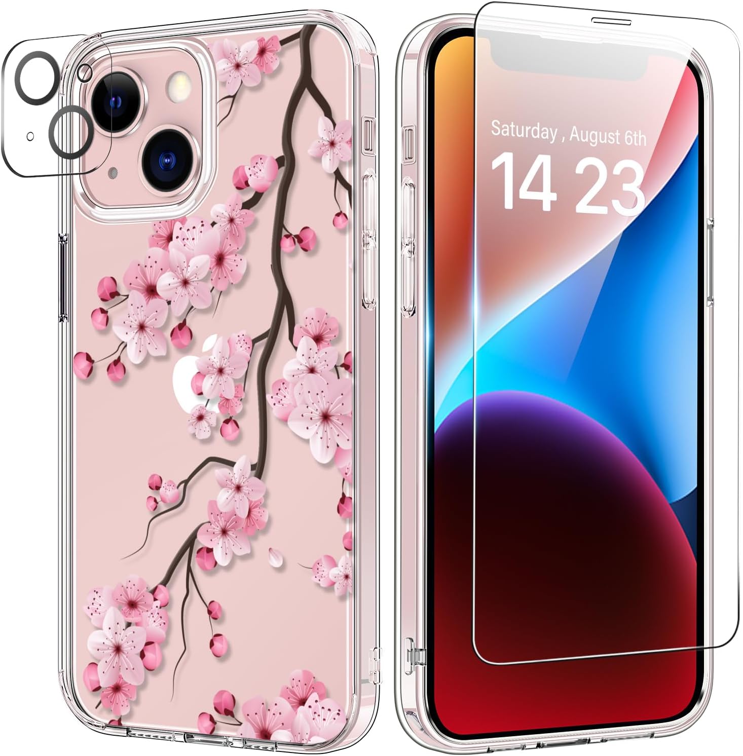 bicol for iPhone 13 Case with Screen and Camera Lens Protector - Fashionable Flo...
