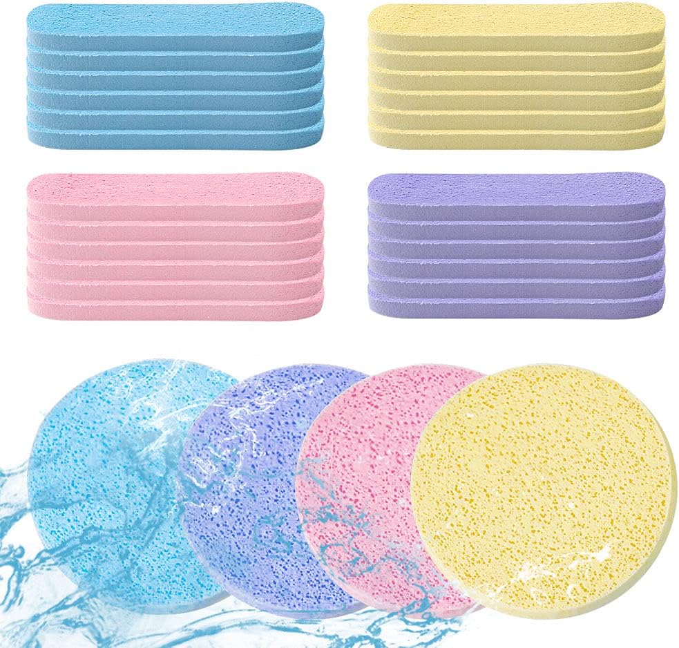 48 Pcs Facial Sponges, Compressed Face Cleansing Sponge Cellulose Face Sponge fo...