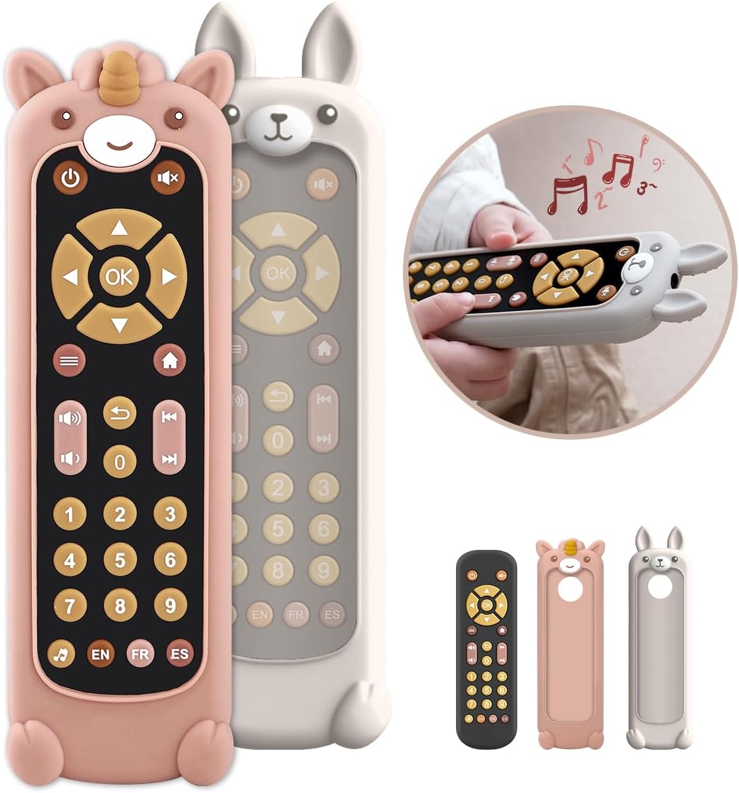 Nueplay Baby TV Remote Control Toy with Silicone Teether Cover, Toddler Realisti...
