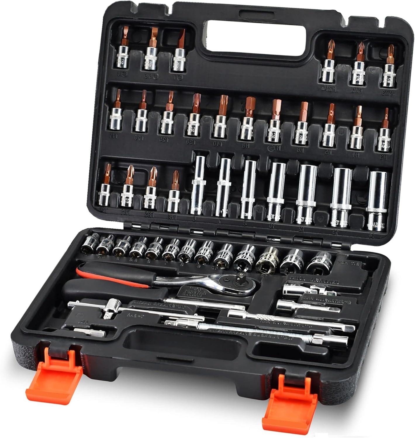 53-Piece 1/4" Socket Set,Driver Bits Metric Tool S...