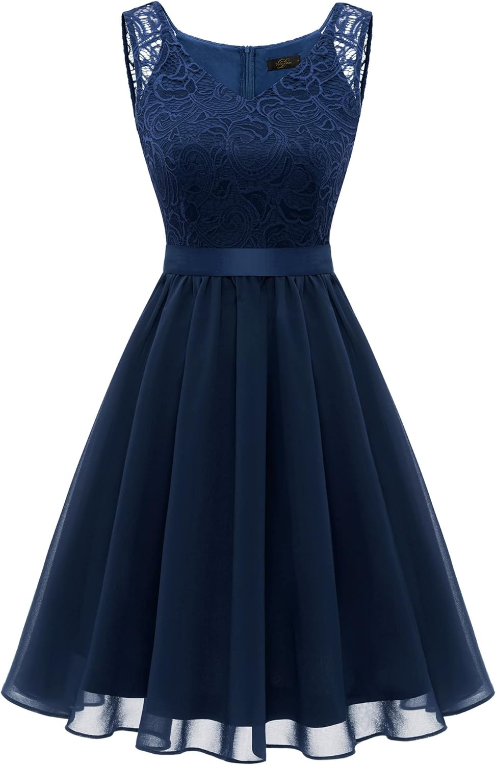 Dressystar Women Floral Lace Bridesmaid Party Dress Short Prom Dress V Neck X-La...