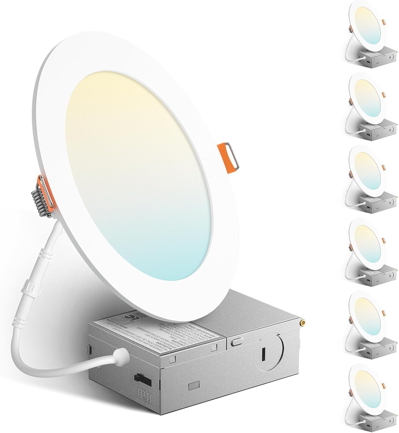 Amico 6 Pack 6 Inch 5CCT Ultra-Thin LED Recessed Ceiling Light with Metal Juncti...